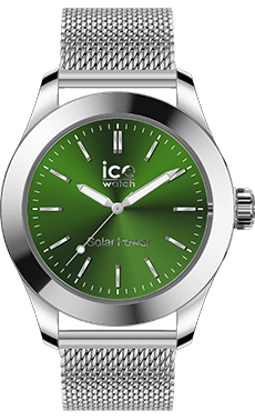 ICE steel - Silver green - Milanese - Medium - SOLAR 3H — Ice-Watch