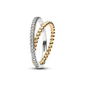 Pandora Signature Bague Double Anneaux Entrecroisés Sphères et Pavé 164827C01