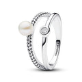 Pandora Timeless Bague Double Perle de Culture d'Eau Douce Traitée & Pavé 193147C01