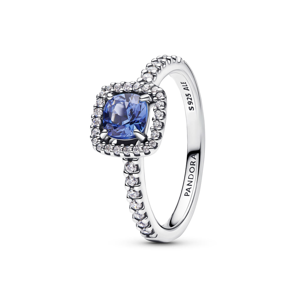 Pandora Timeless Bague Halo Bleu Carré Scintillant 193555C01