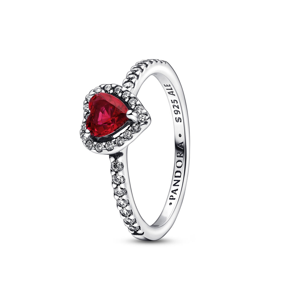 Pandora Timeless Bague Cœur Rouge Surélevé Scintillant 198421C02