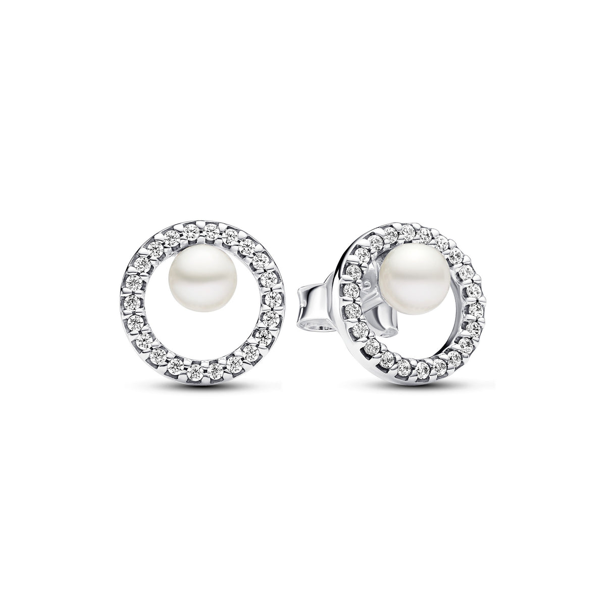 Pandora Timeless Clous d'Oreilles Perle de Culture d'Eau Douce Traitée & Halo Pavé 293154C01