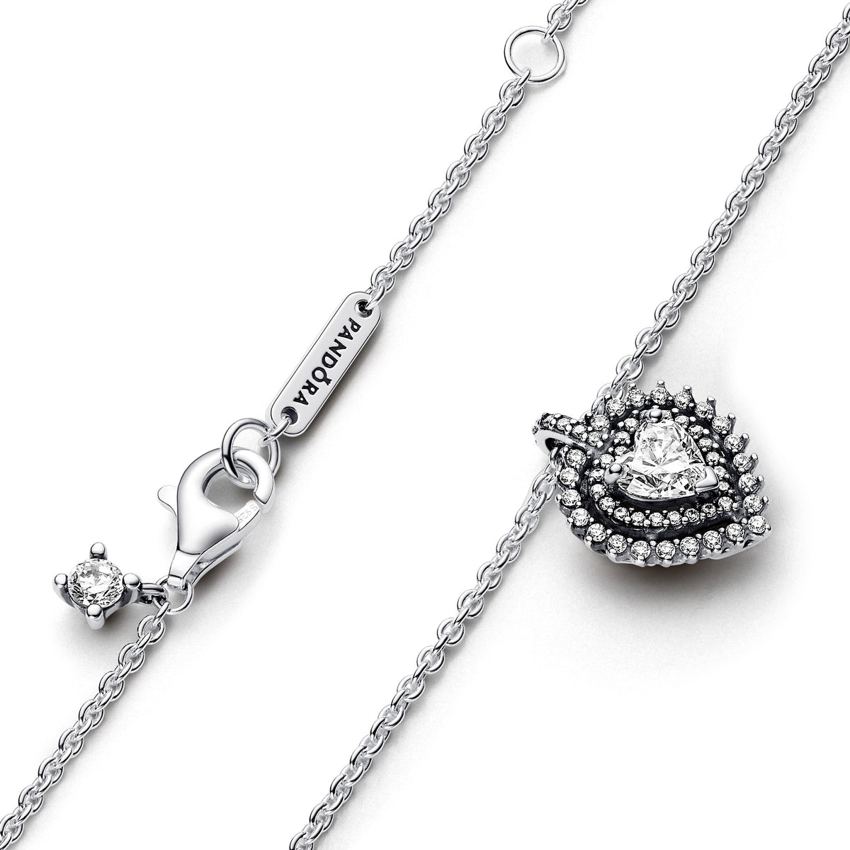 Pandora Timeless Collier Pendant Halo Cœurs Scintillant 393099C01-45
