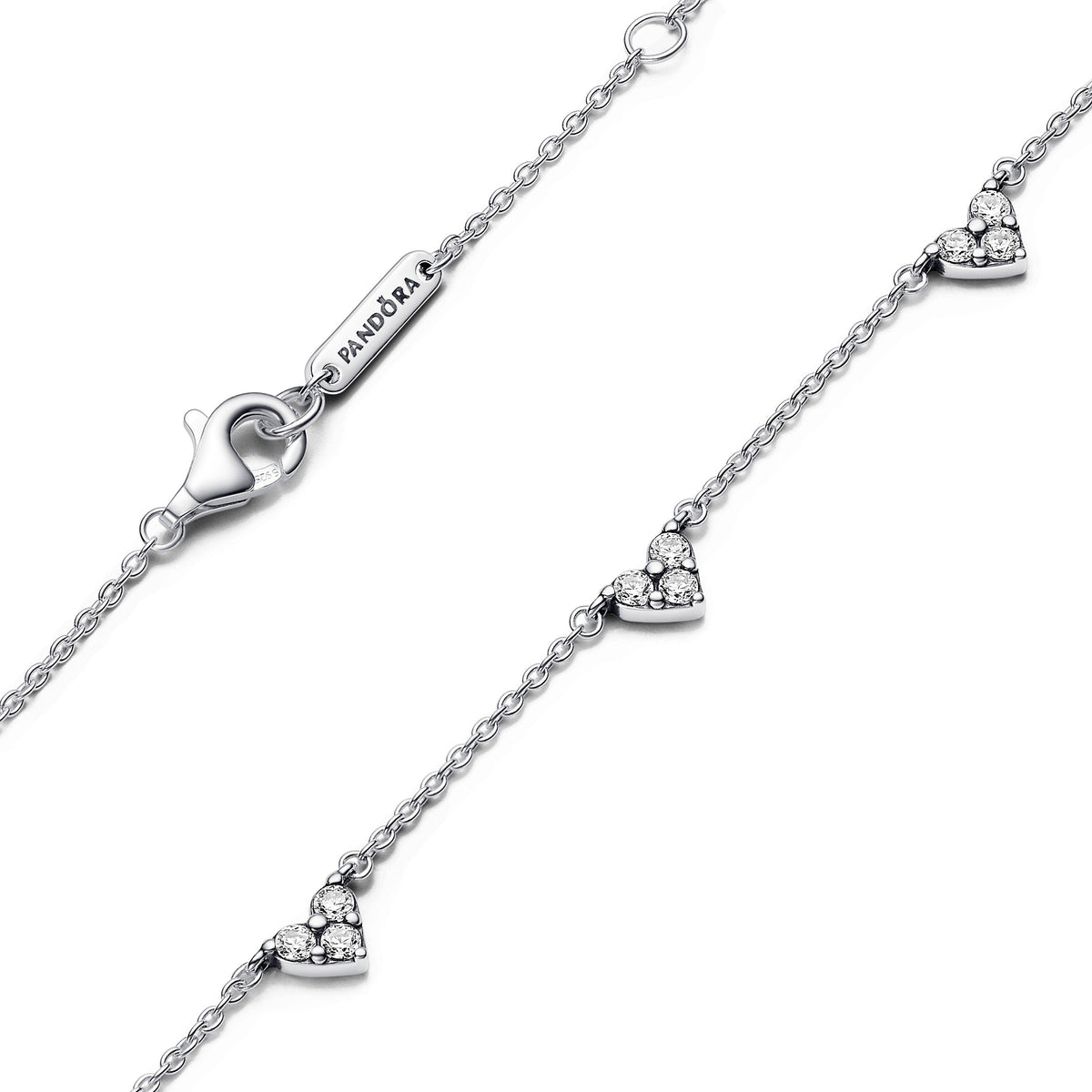 Pandora Timeless Collier Chaîne Station Cœur Triple Pierre 393160C01-45