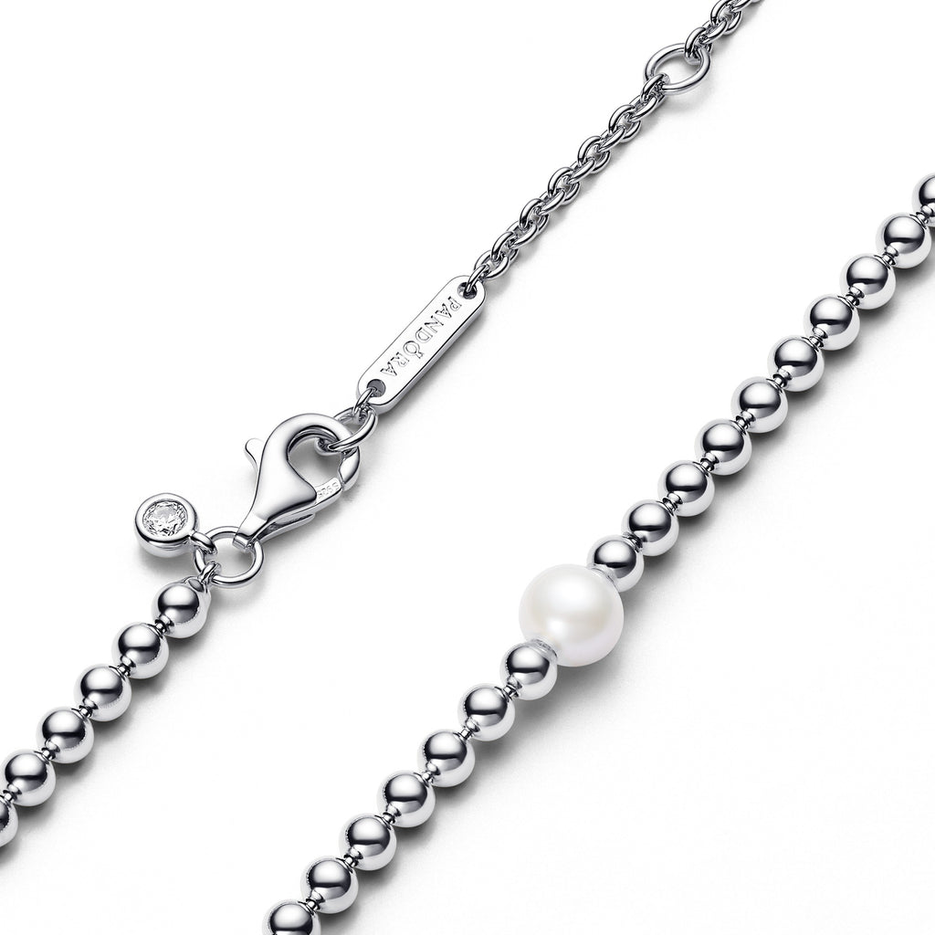 Pandora Timeless Collier Perle de Culture d'Eau Douce Traitée & Détails Sertis Grain 393176C01-45