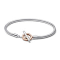 Pandora Moments Bracelet Maille Serpent Fermoir en T Bicolore Pandora Signature 582309C00