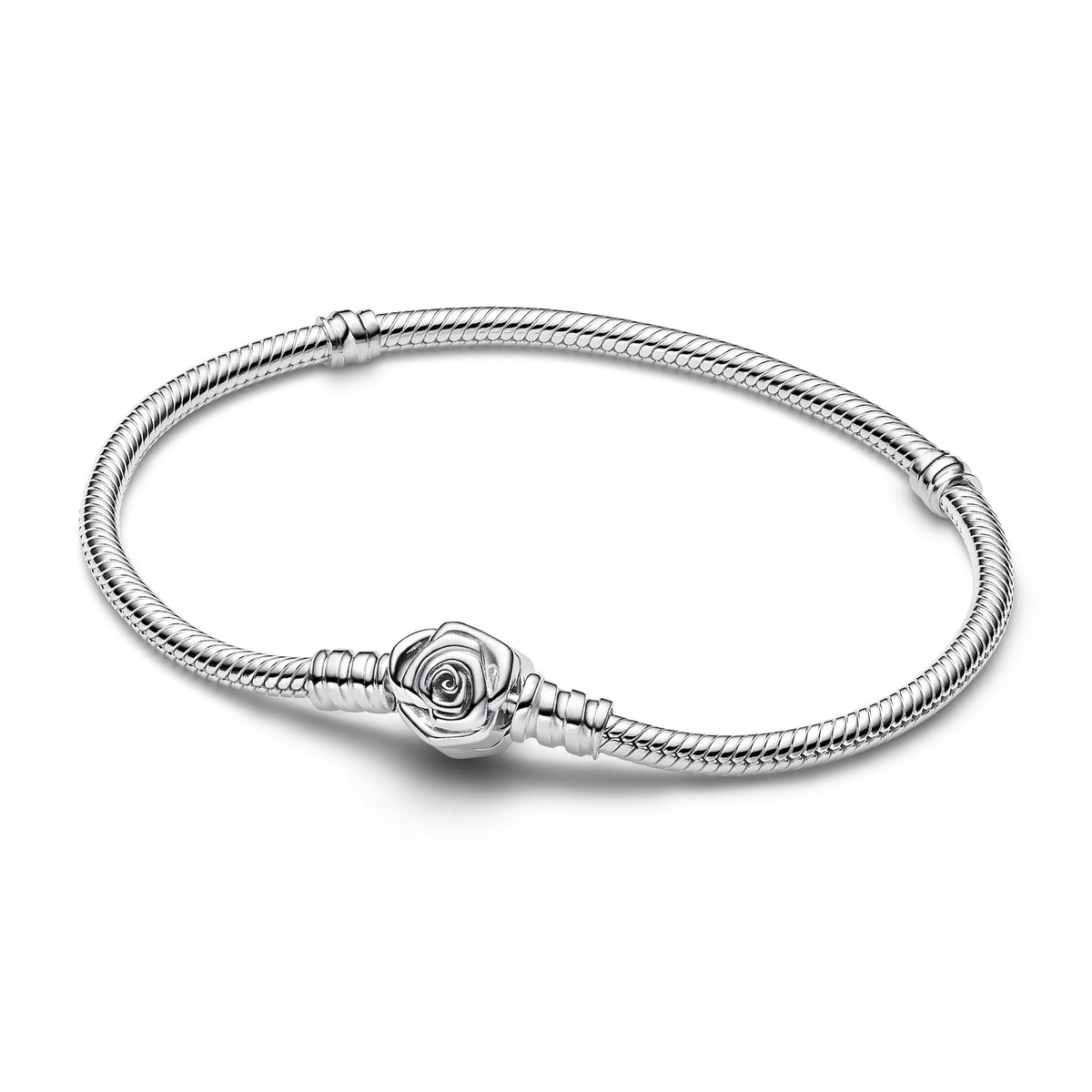 Pandora Moments Bracelet Maille Serpent Fermoir Rose en Fleur 593211C00