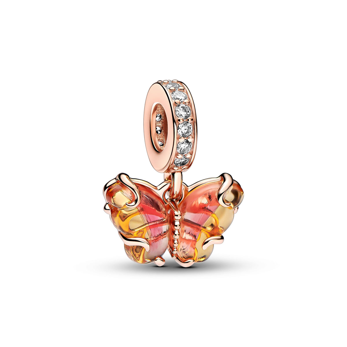 Pandora Moments Charm Pendant Papillon en Verre de Murano Rose & Jaune 782698C01