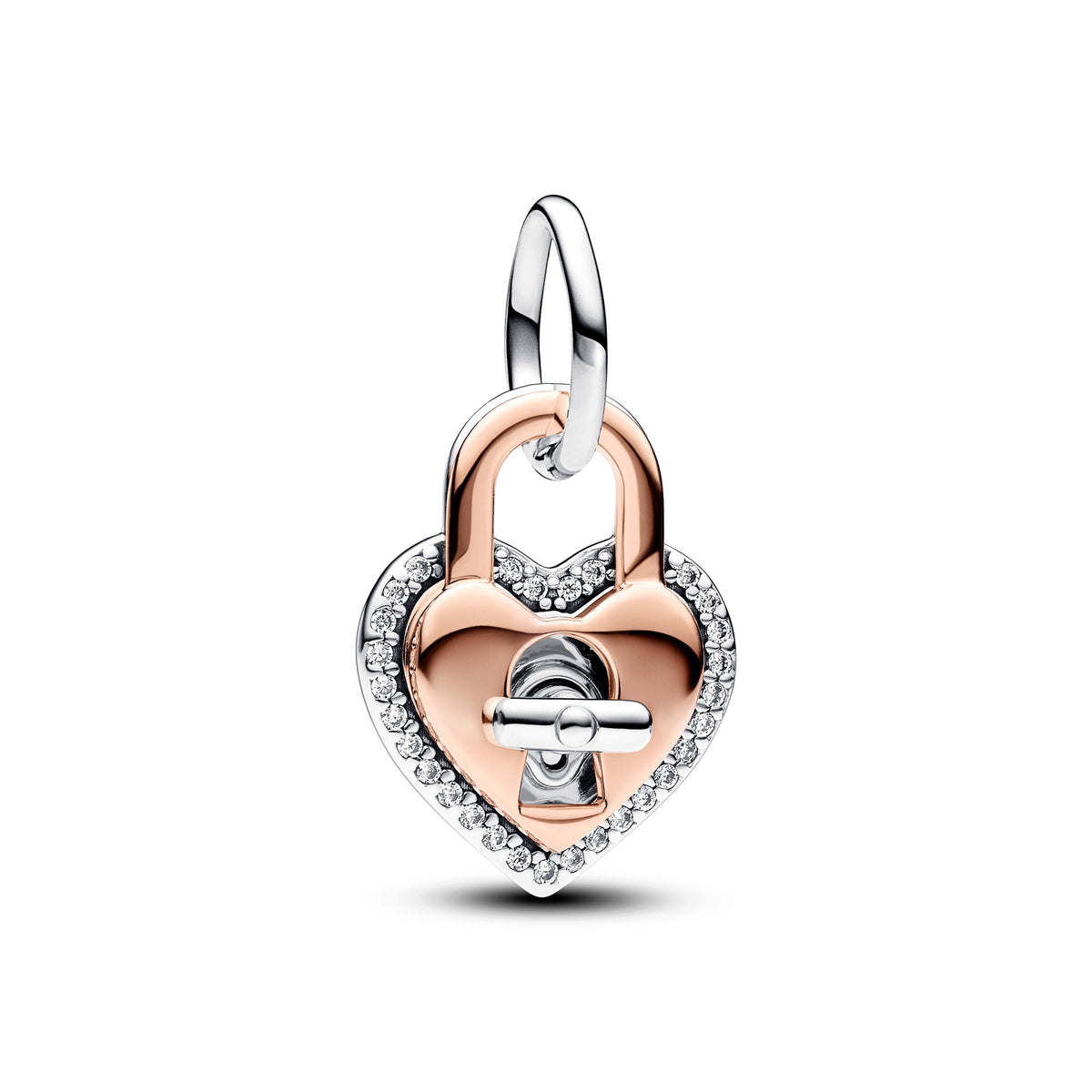 Pandora Moments Charm Pendant Double Cadenas Cœur Bicolore Torsadé 783079C01
