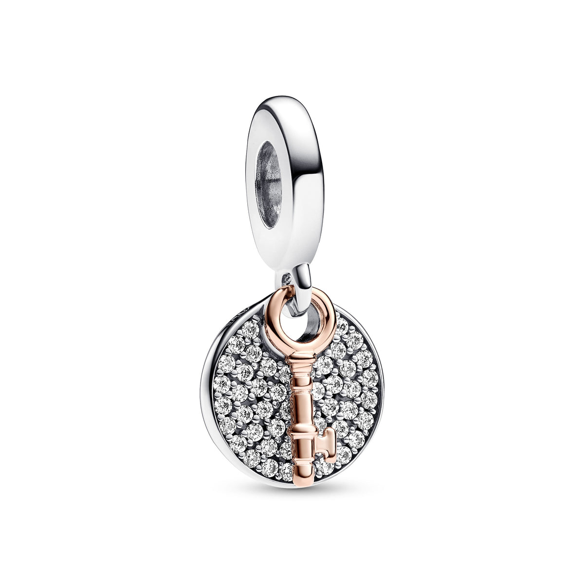 Pandora Moments Charm Pendant Double Clé du Bonheur Bicolore 783236C01