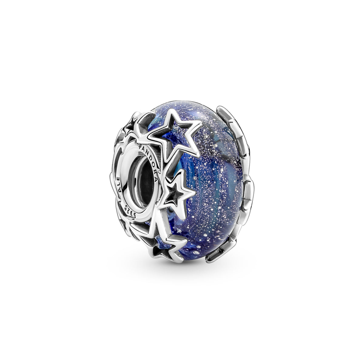 Pandora Moments Charm en Verre de Murano Bleu Galaxie & Étoile 790015C00