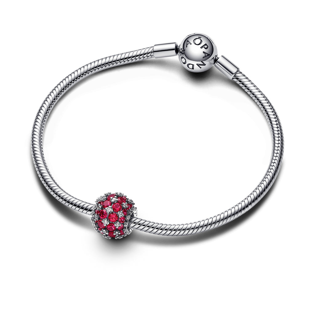 Pandora Moments Charm Rond Pavé Scintillant Rose 792630C03