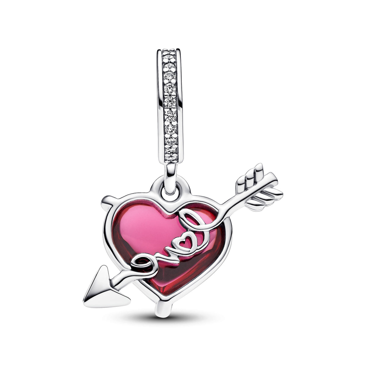 Pandora Moments Charm Pendant Cœur & Flèche Verre de Murano Rouge 793085C01